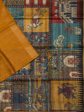 Fancy Tussar Silk Tussar Silk Pichwai Printed Pallu And Blouse Mustard Yellow