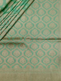 Sea Green Banarasi Jaal Saree with Gold Zari Border