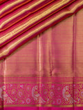 Kanjeevaram Kanchi Pattu Matte Finish With Contrast Meenakari Border Pink/Gold + Rani Pink