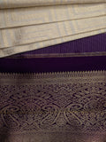 Kanjeevaram Kanchi Pattu All Over Butta Zari With Contrast Border (Talambralu) White + Purple