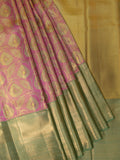 Kanjeevaram Tissue Kanchi Pattu All Over + Kanchi Border Pink + Pista Green