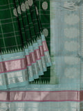 Weaves Gadwal Pattu With Contrast Border With Temple Border With Butta Checks