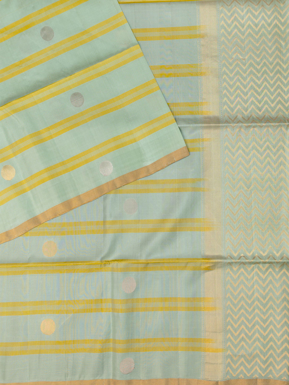 Pista Green Tripura Pattu Soft Silk Saree with Self Weave