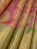 Kanjeevaram Tissue Kanchi Pattu All Over + Kanchi Border Pink + Pista Green