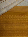 Kanjeevaram Kanchi Pattu All Over Butta Zari With Contrast Border (Talambralu) Cream + Orange