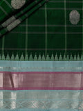 Weaves Gadwal Pattu With Contrast Border With Temple Border With Butta Checks