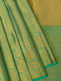 Kanjeevaram Tissue Kanchi Pattu All Over + Kanchi Border Pista Green + Sea Blue