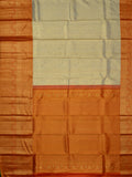 Kanjeevaram Kanchi Pattu All Over Butta Gold Zari With Contrast Border & Edgeing (Talambralu) Cream + Orange + Green