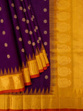 Weaves Gadwal Pattu With Contrast Border With Temple Border With Butta