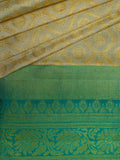 Kanjeevaram Kanchi Pattu All Over Butta Zari With Contrast Border (Talambralu) With Temple Border Green