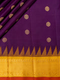 Weaves Gadwal Pattu With Contrast Border With Temple Border With Butta