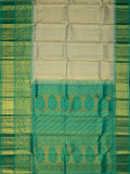Kanjeevaram Kanchi Pattu All Over Butta Zari With Contrast Border (Talambralu) With Temple Border Green
