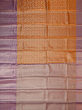 Kanjeevaram Tissue Kanchi Pattu All Over + Kanchi Border Orange + Lilac