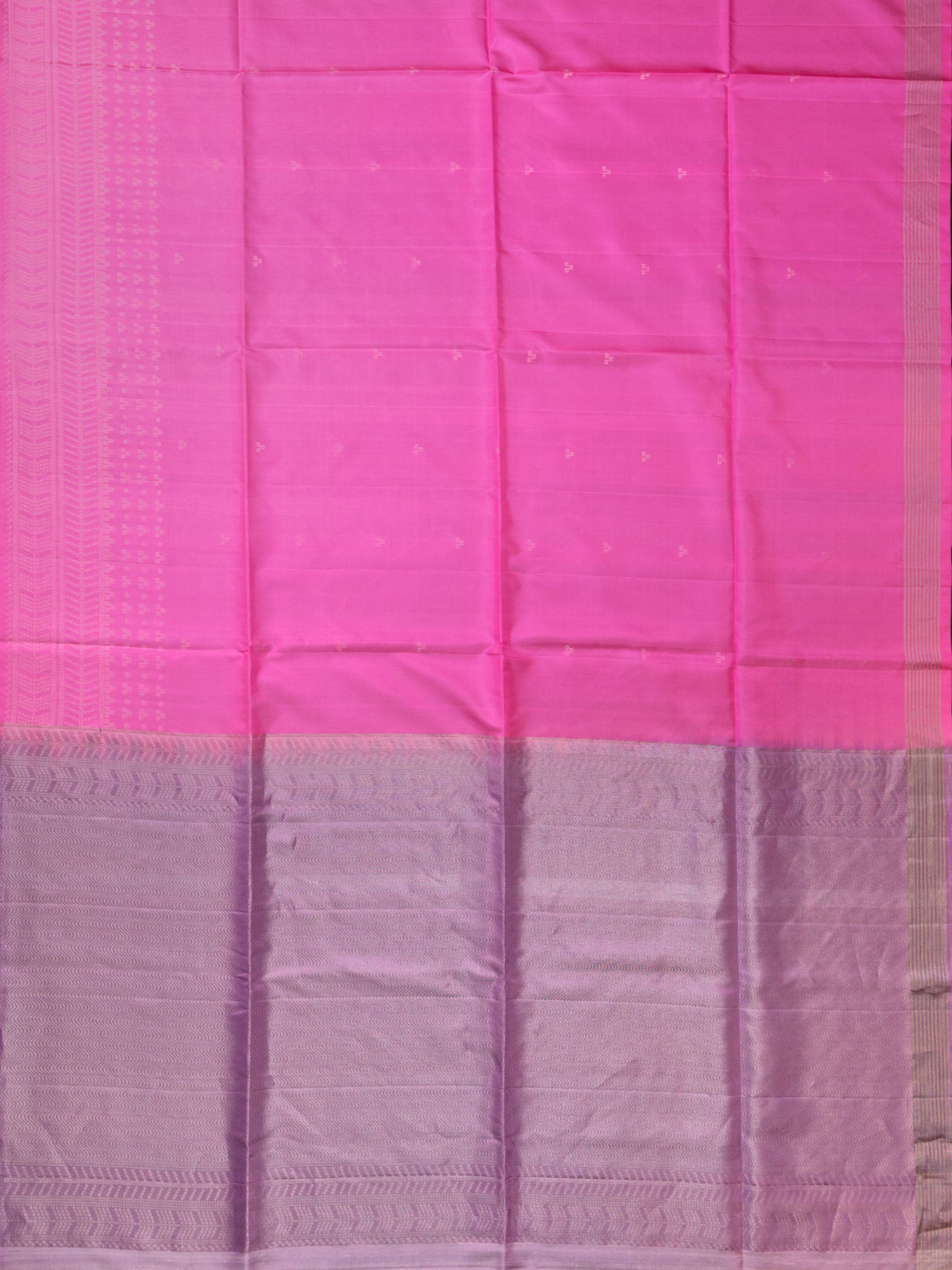 Bright Pink Tripura Pattu Soft Silk Saree with Lilac Blouse