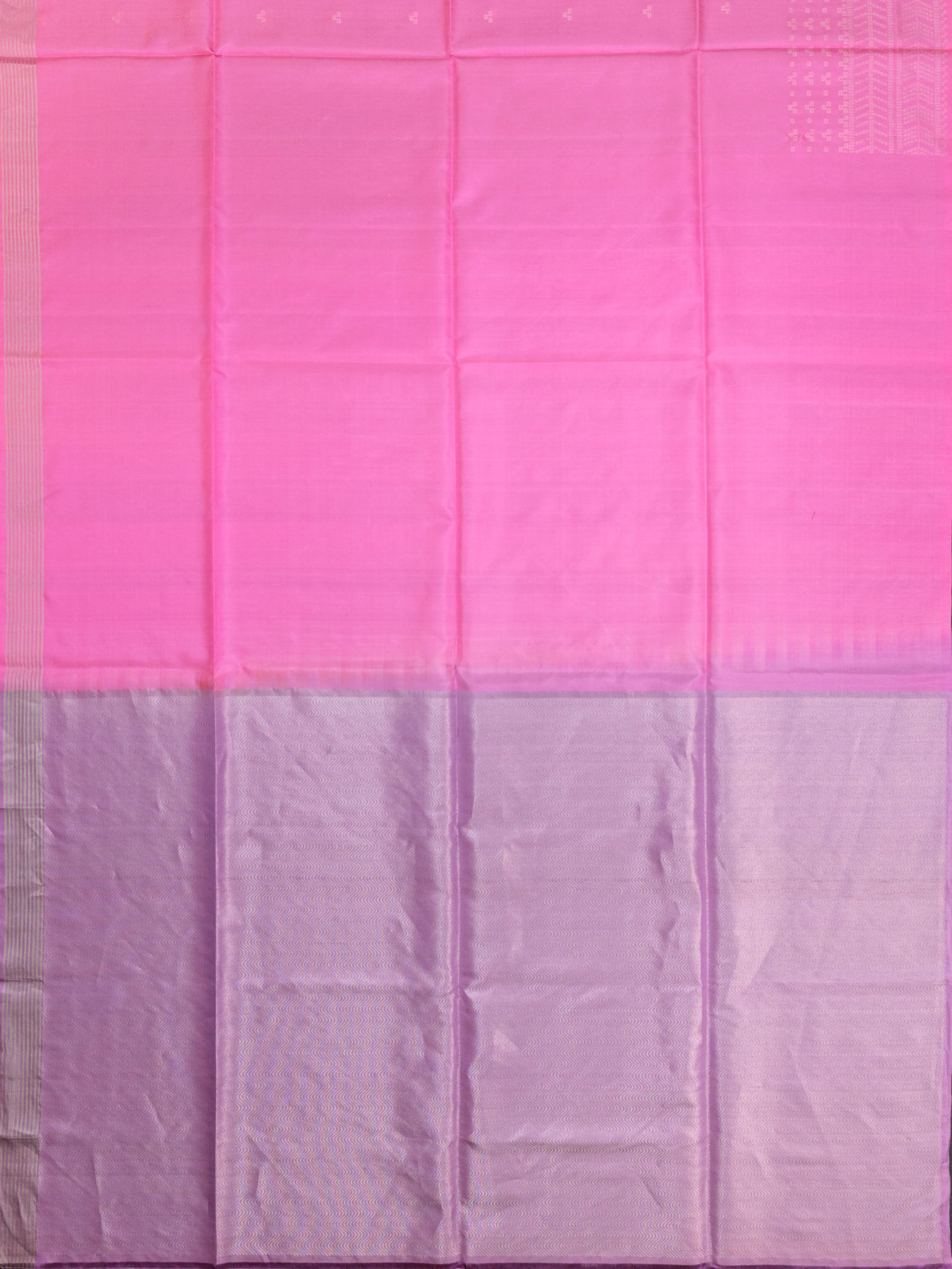 Bright Pink Tripura Pattu Soft Silk Saree with Lilac Blouse