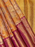 Kanjeevaram Tissue Kanchi Pattu All Over + Kanchi Border Orange + Purple