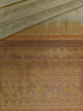 Kanjeevaram Kanchi Pattu All Over Butta Zari With Contrast Border (Talambralu) Cream + Mustard Yellow