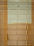 Kanjeevaram Kanchi Pattu All Over Butta Zari With Contrast Border (Talambralu) Cream + Mustard Yellow