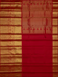 Kanjeevaram Kanchi Pattu All Over Butta Zari With Contrast Border (Talambralu) Cream + Red