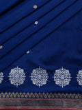Weaves Banarasi Banarasi Butta With Edgeing Navy Blue + Red