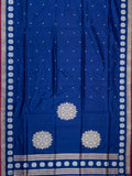 Weaves Banarasi Banarasi Butta With Edgeing Navy Blue + Red
