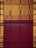 Kanjeevaram Kanchi Pattu All Over Cotton Base With Butta Zari With Contrast Border (Talambralu) With Temple Border Cream + Brown