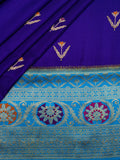 Weaves Banarasi Banarasi Butta Contrast Border & Pallu Purple + Blue