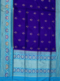 Weaves Banarasi Banarasi Butta Contrast Border & Pallu Purple + Blue