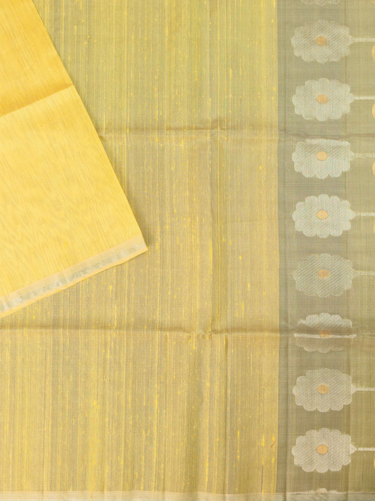 Pale Yellow Tripura Pattu Soft Silk Saree with Self Blouse