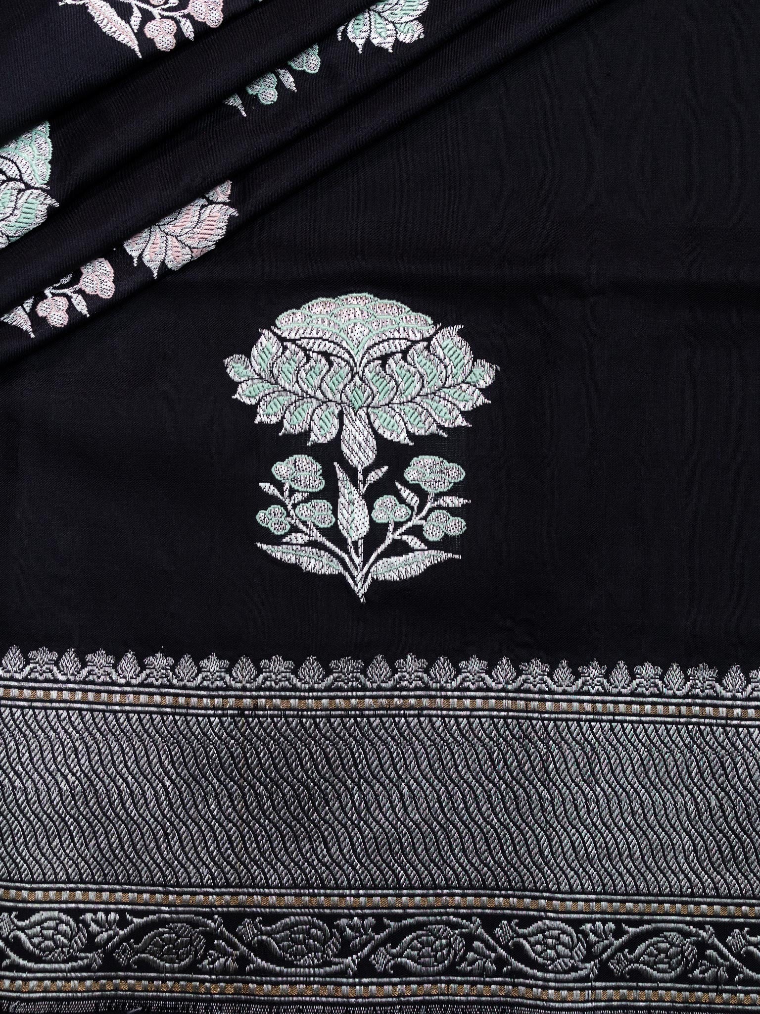 Weaves Banarasi Banarasi Meenakari Zari Butta Black