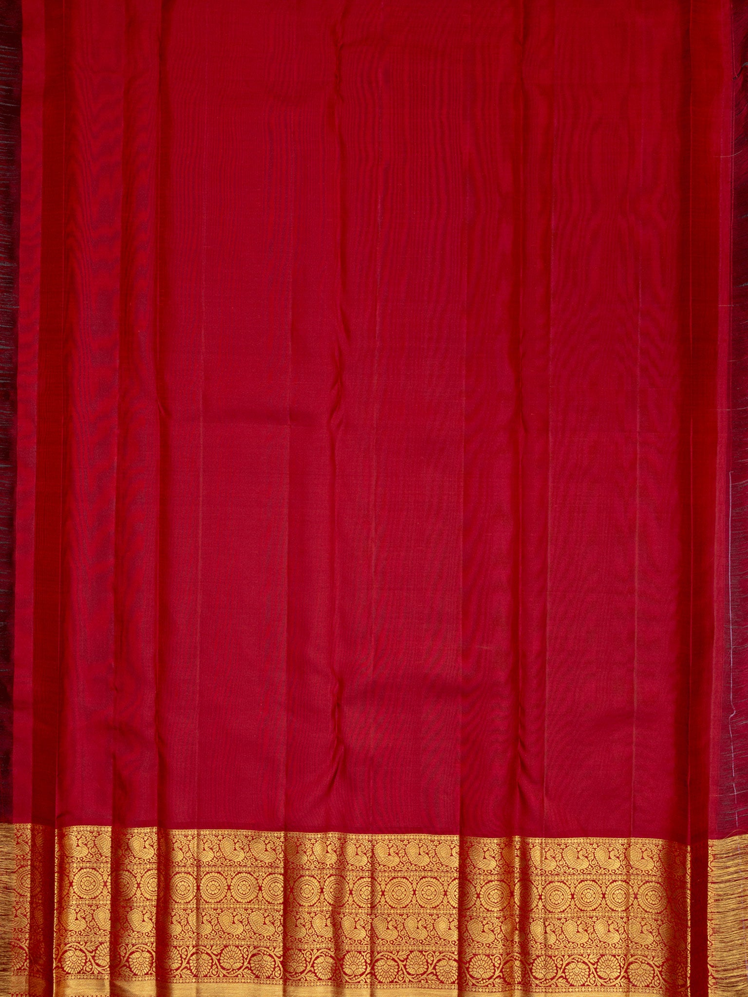 Kanjeevaram Kanchi Pattu All Over Butta Gold Zari With Contrast Border (Talambralu) White + Red