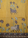 Fancy Tussar Silk Tussar Silk Pichwai Printed Pallu And Blouse Dull Yellow