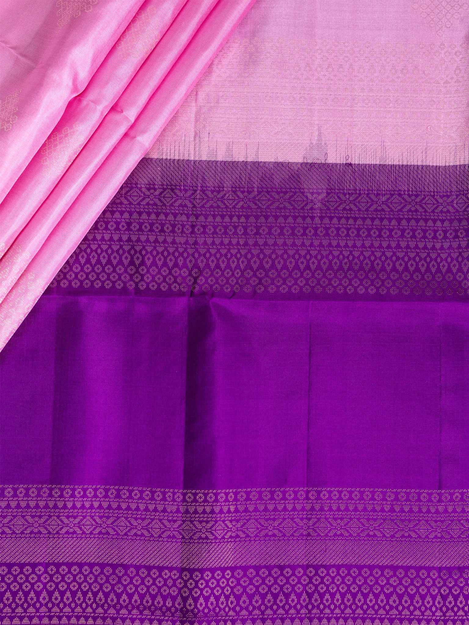 Baby Pink Tripura Pattu Soft Silk Saree with Gold Zari