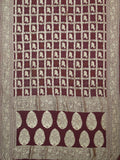 Fancy Georgette Zari Checks With Butta + Bandini Print Wine