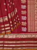 Weaves Gadwal Pattu With Contrast Border With Temple Border With Butta Checks