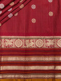 Weaves Gadwal Pattu With Contrast Border With Temple Border With Butta Checks