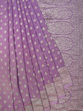 Lavender Kaddi Georgette Banarasi Saree With All Over Butta & Zari Border