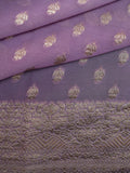 Lavender Kaddi Georgette Banarasi Saree With All Over Butta & Zari Border