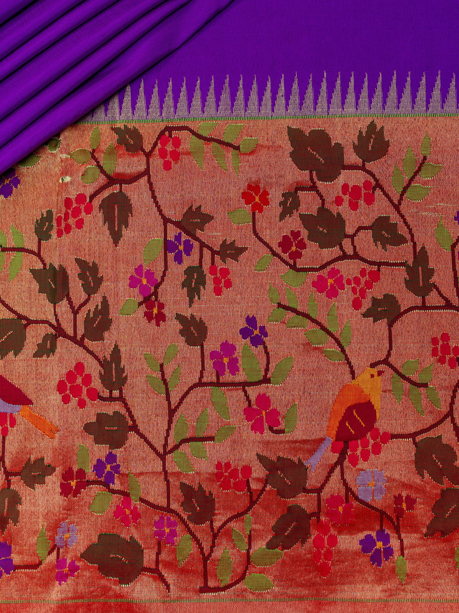 Weaves Paithani Saree With Contrast Border