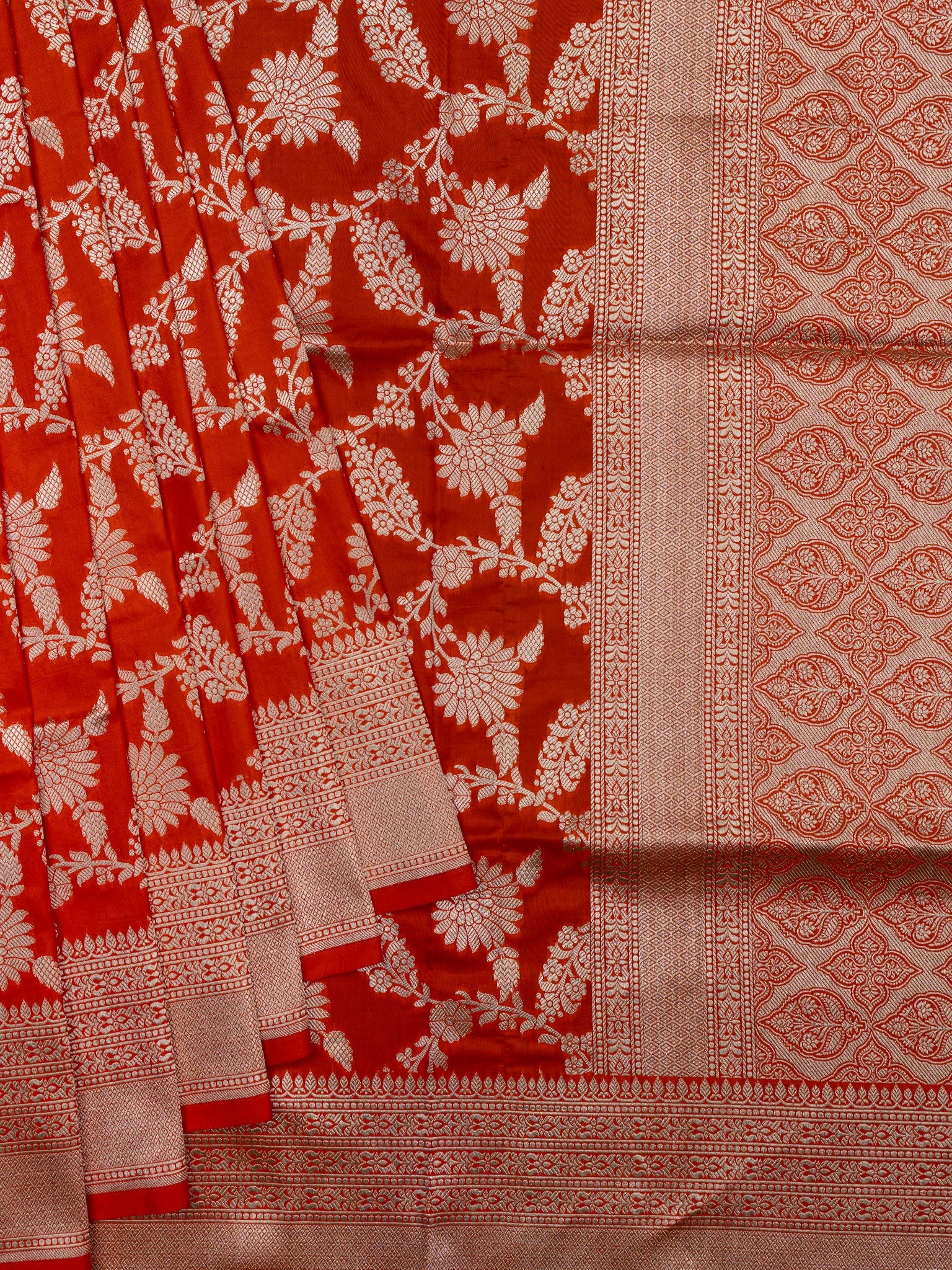 Weaves Banarasi Banarasi Jaal Orange