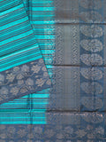 Teal Blue Tripura Pattu Soft Silk Saree with Self Blouse Piece