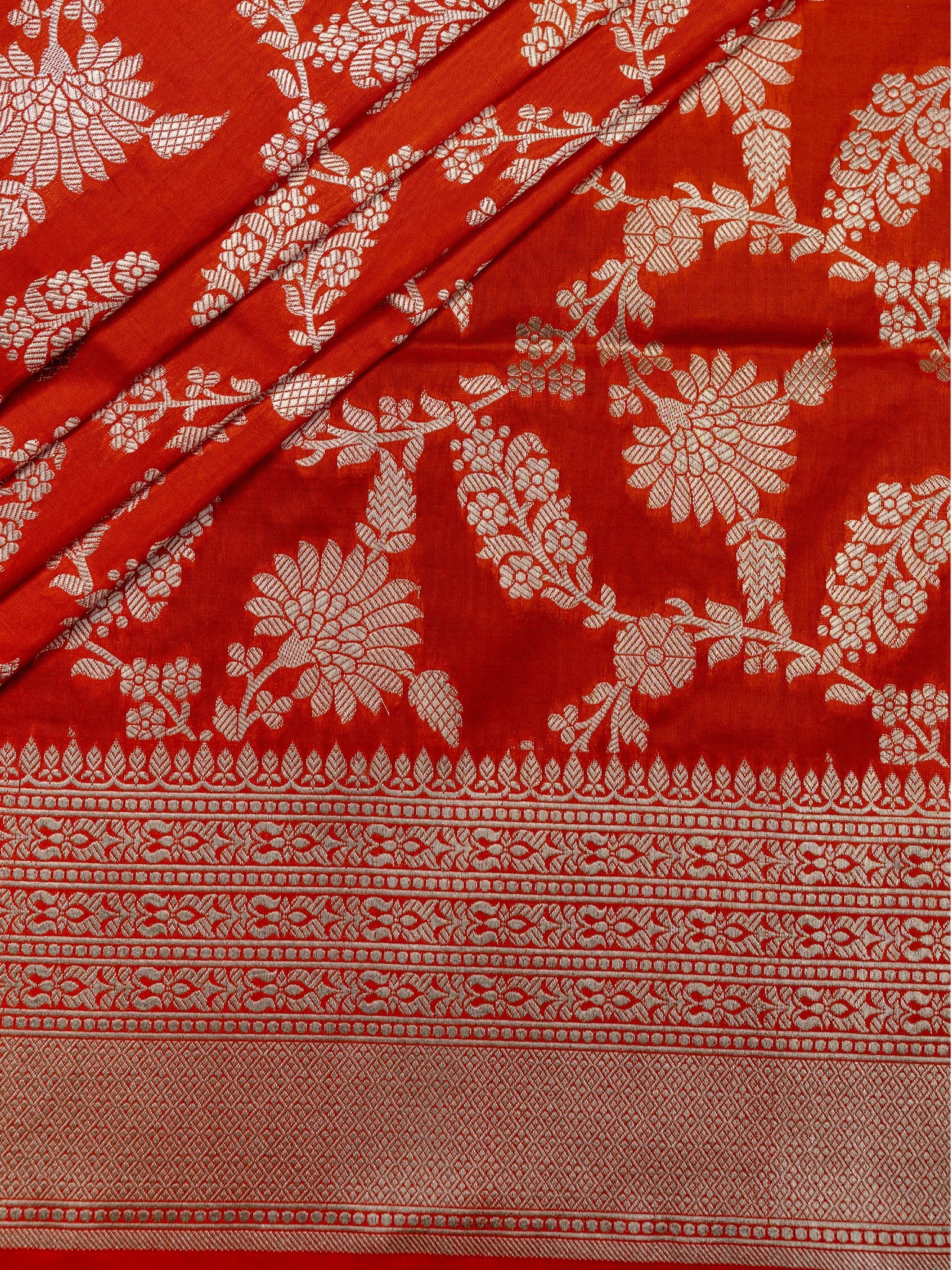 Weaves Banarasi Banarasi Jaal Orange