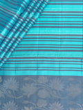 Teal Blue Tripura Pattu Soft Silk Saree with Self Blouse Piece