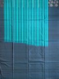 Teal Blue Tripura Pattu Soft Silk Saree with Self Blouse Piece