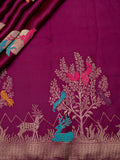Fancy Mashroo Silk All Over Banarasi Weave Purple