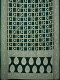 Bottle Green Kaddi Georgette Banarasi Saree With Zari Checks & Butta And Zari Border