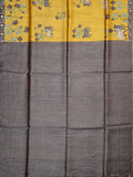 Fancy Tussar Silk Tussar Silk Pichwai Printed Pallu And Blouse Dull Yellow
