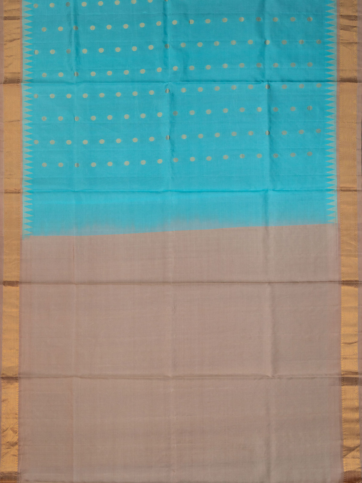 Weaves Gadwal Pattu With Contrast Border With Temple Border