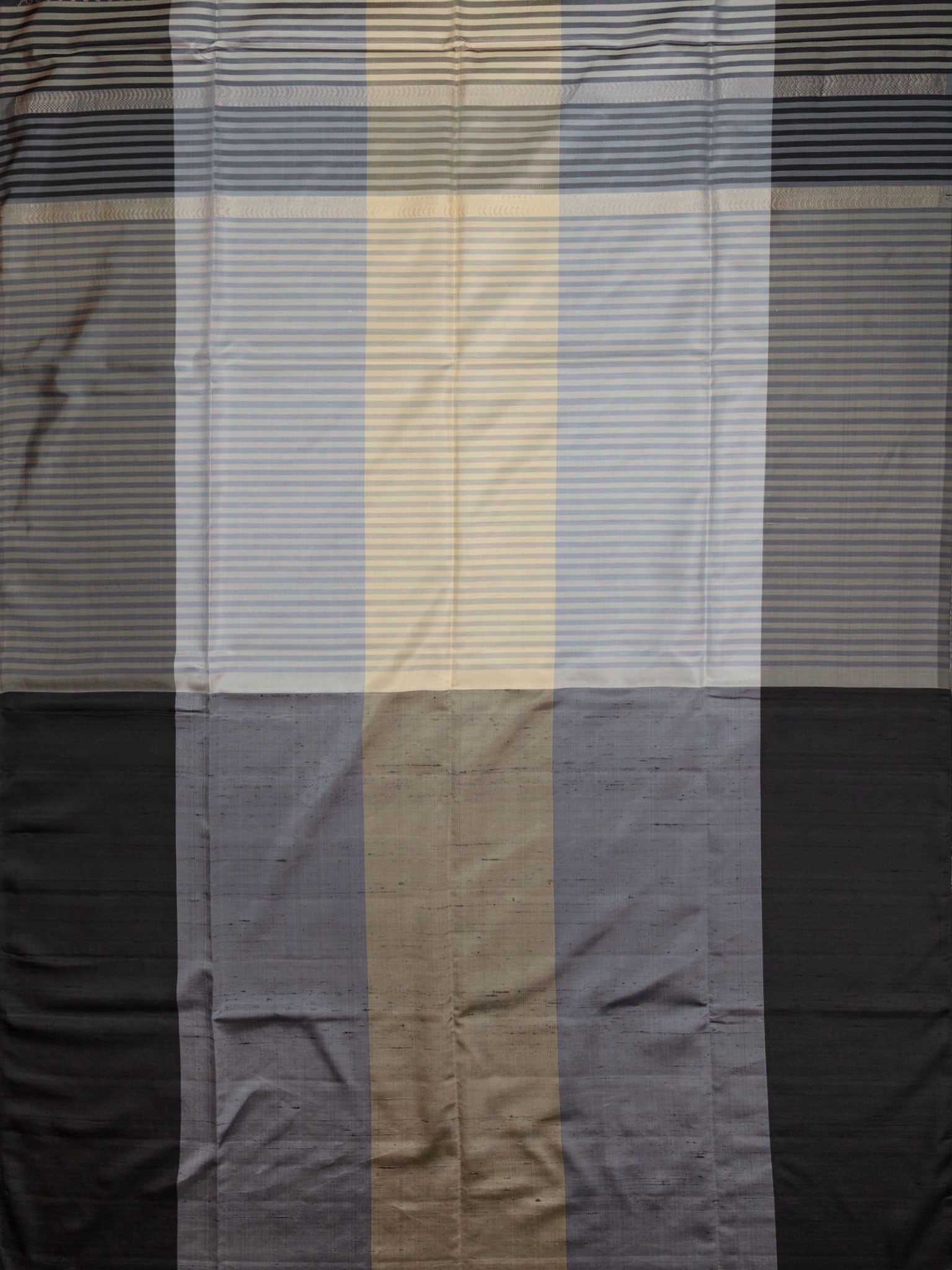 Ash Tripura Pattu Soft Silk Saree with Contrast Black Blouse