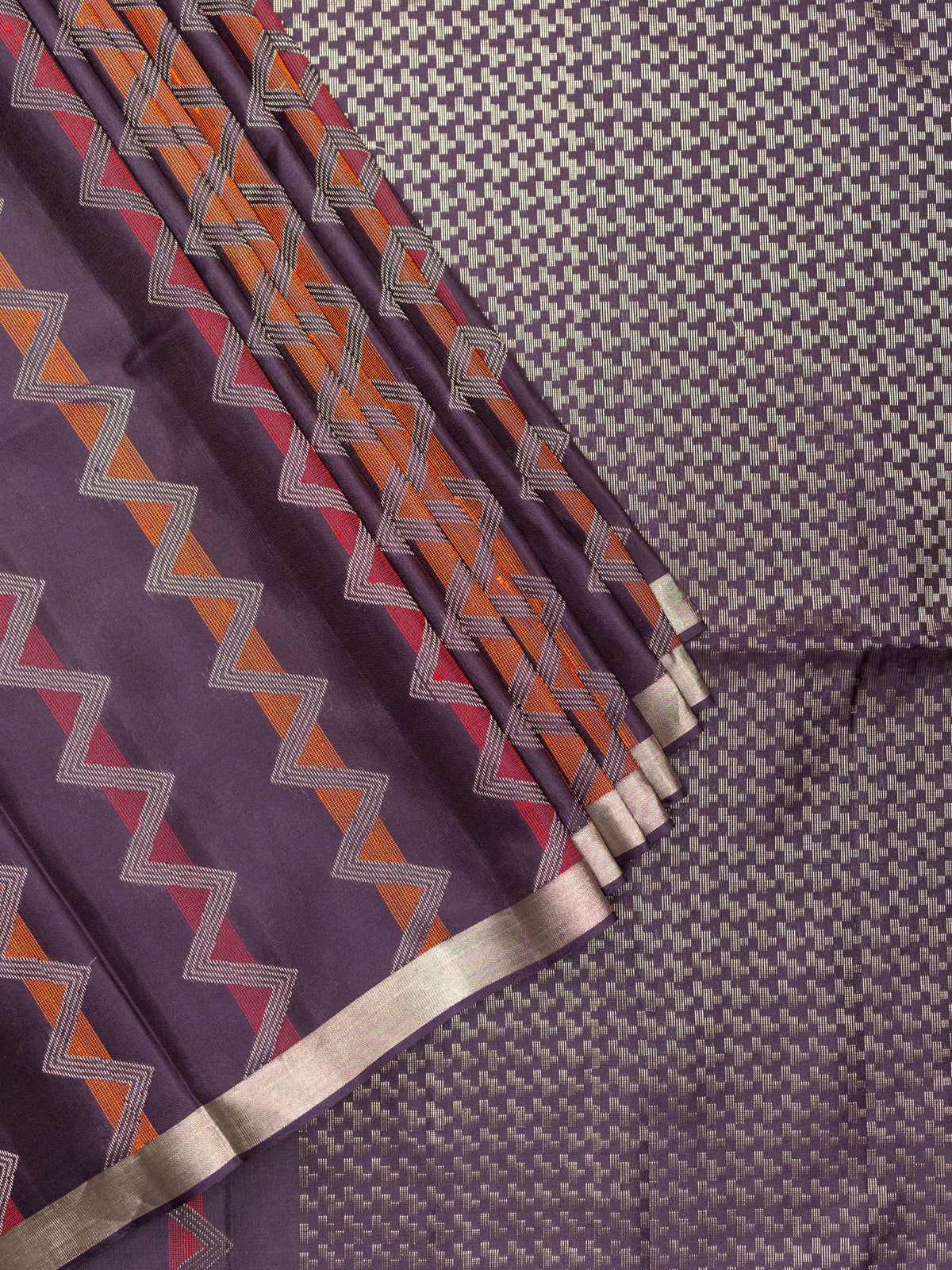 Soft Silk Tripura Pattu Saree Brown Self Border